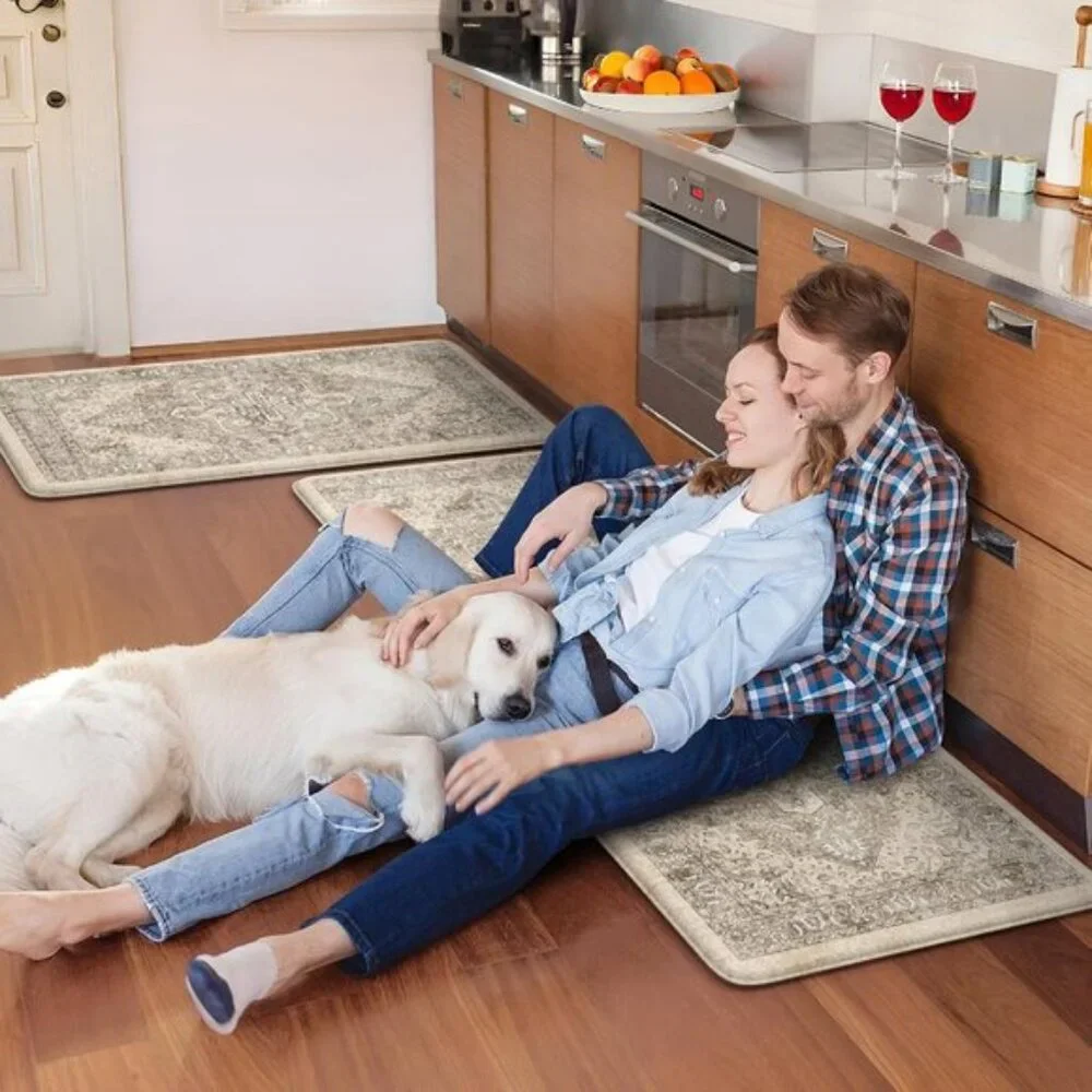New 2Pcs Anti Fatigue Kitchen Mats, Non Slip Cushioned Waterproof Area Rugs